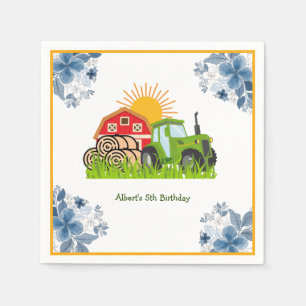 Serviette En Papier Tracteur vert   Décor de fête d'anniversaire servi