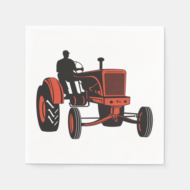 Serviette En Papier Tracteur vintage (Devant)