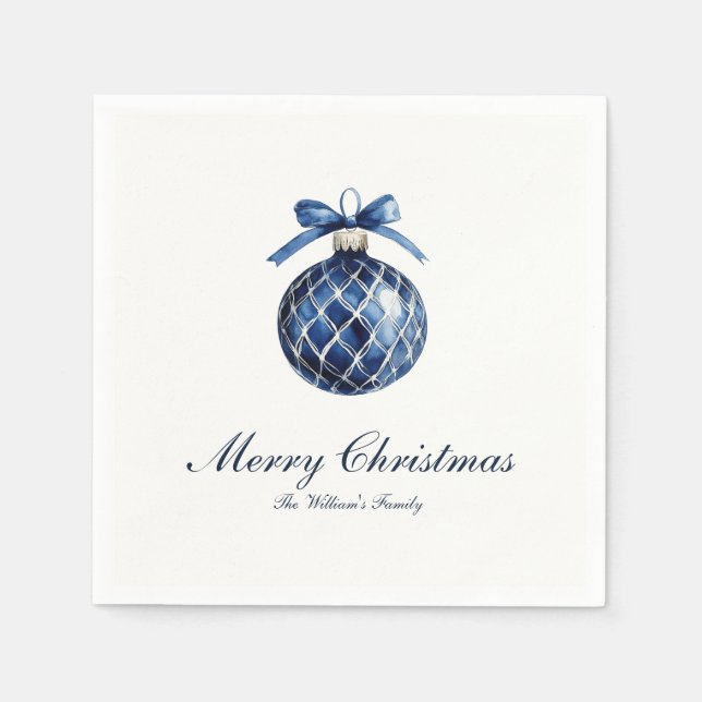 Serviette En Papier Traditional Blue Ornament Christmas (Devant)