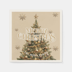 Serviette En Papier Traditionnel Joyeux Noël Antique Or Personnalisé