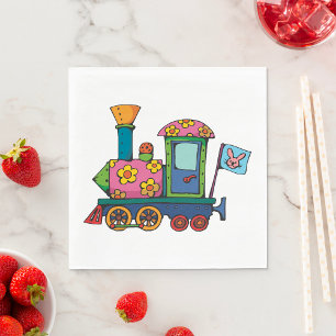 Serviette En Papier Train à fleurs de jouets