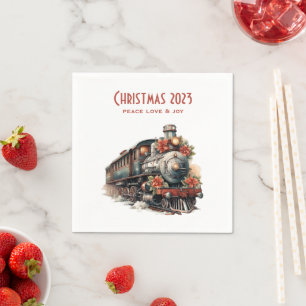 Serviette En Papier Train à vapeur vintage Noël traditionnel
