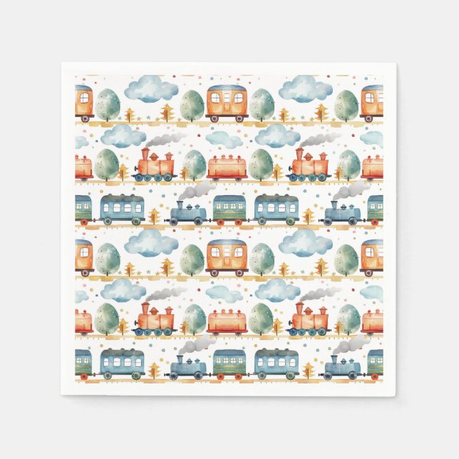 Serviette En Papier Train Anniversaire Baby shower de fête (Devant)