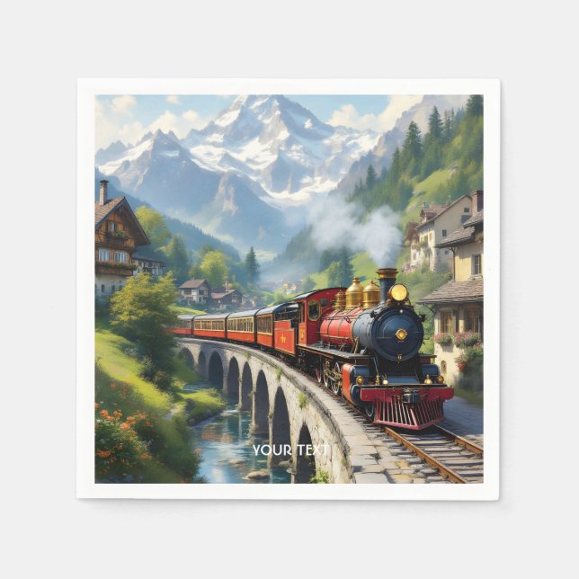 Serviette En Papier Train antique Imaginaire Crimson (Devant)