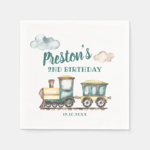 Serviette En Papier Train Boy 2e Anniversaire Papier Napkin