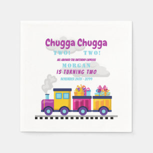 Serviette En Papier Train Chugga Choo Cartoon deuxième anniversaire