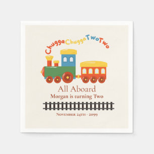 Serviette En Papier Train coloré 2 Anniversaire Chugga Choo Deux
