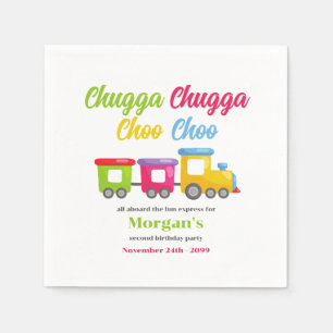 Serviette En Papier Train coloré Chugga Choo, fête du 2e anniversaire
