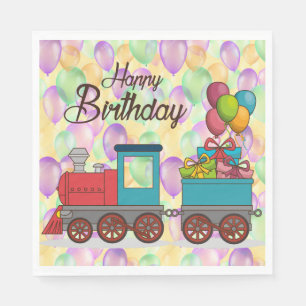 Serviette En Papier Train de ballons d'anniversaire festif