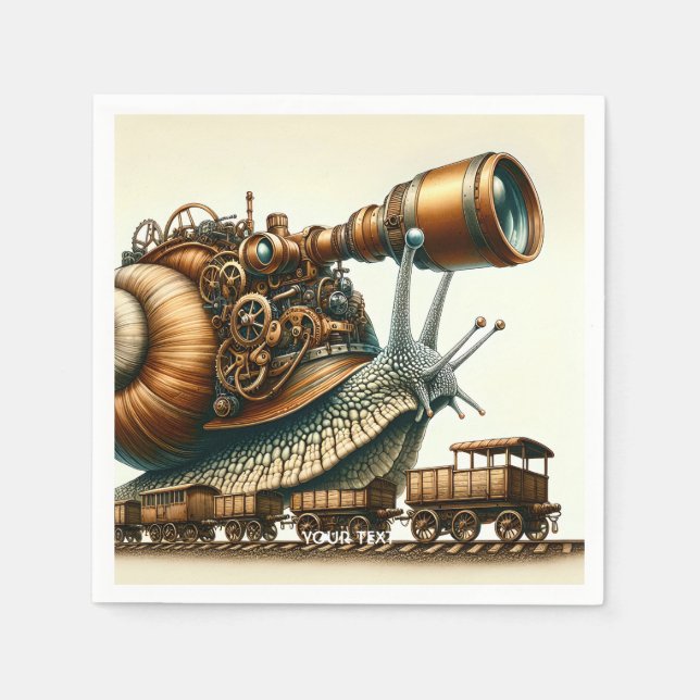 Serviette En Papier Train Imaginaire Steampunk Snail (Devant)