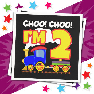 Serviette En Papier Train joli coloré 2e anniversaire Choo Choo Choo I