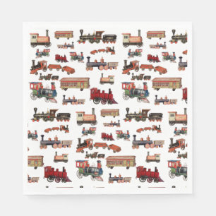 Serviette En Papier Train Jouet vintage Motif Trains colorés