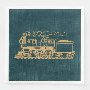 Serviette En Papier Train Locomotive Art Vintage Art Retro