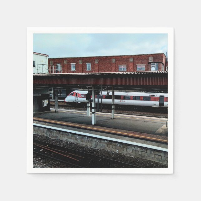 Serviette En Papier Train rouge et blanc (Devant)