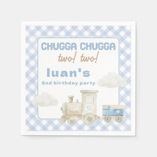 Serviette En Papier Train Tchou Tchou Anniversaire (Devant)