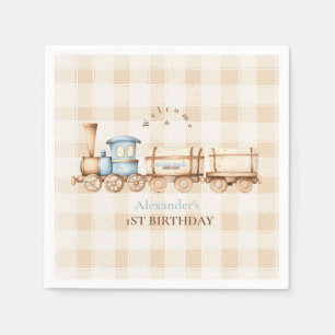 Serviette En Papier Train vintage 1er anniversaire
