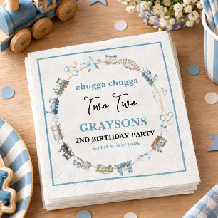 Serviette En Papier Train Vintage 2e Anniversaire – Fête Choo Choo