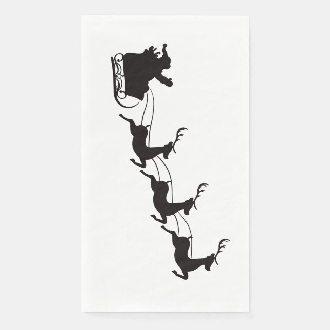 Serviette En Papier Traîneau du Père Noël et rennes (Devant)