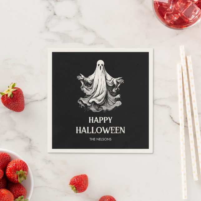 Serviette En Papier Traitement de fête Halloween effrayant avec fantôm (En situation)