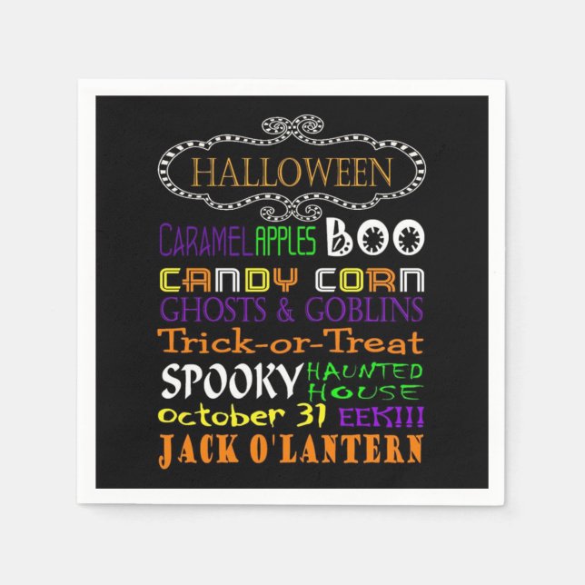 Serviette En Papier Traitements Et Craintes D'Halloween (Devant)