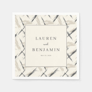 Serviette En Papier Traits de pinceau beige élégants