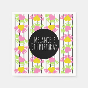 Serviette En Papier Tranches de citron cœurs limonade rose lime annive