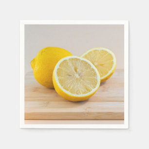 Serviette En Papier Tranches de citron jaune Photographie de nourritur