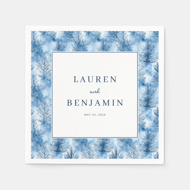 Serviette En Papier Tranquil Blue Pine Trees (Devant)