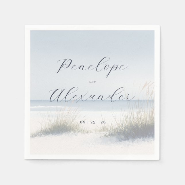 Serviette En Papier Tranquil Pastel Beach Waves (Devant)