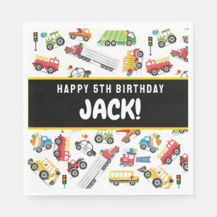 Serviette En Papier Transport Anniversaire Napkins Véhicule Napkins