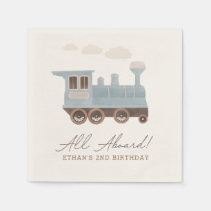 Serviette En Papier Transport ferroviaire vintage Anniversaire