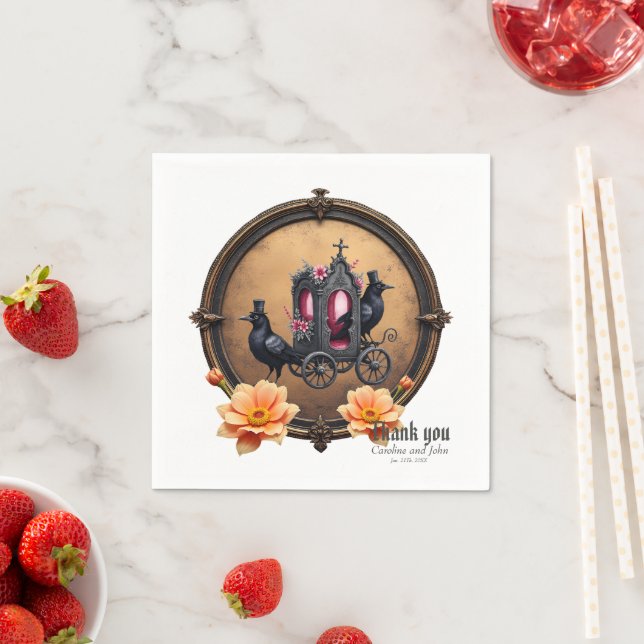 Serviette En Papier Transport gothique avec Ravens et Rose. (En situation)