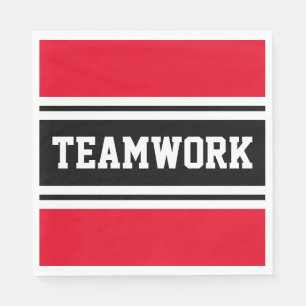 Serviette En Papier TRAVAIL D'ÉQUIPE Bright Red Black White Racing Str