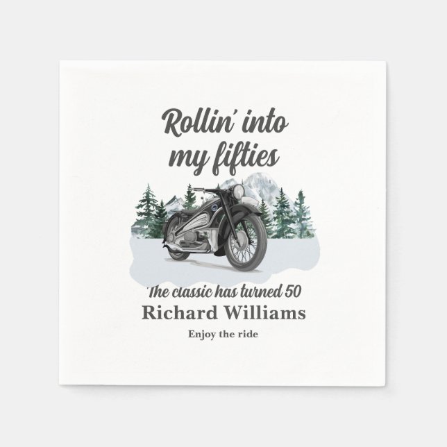 Serviette En Papier Travel Classic Motorbike Rolling 50th Birthday (Devant)