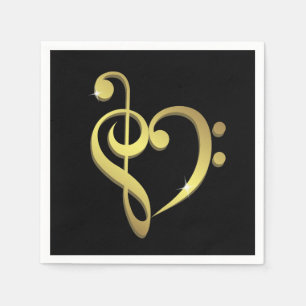 Serviette En Papier Treble clef, basse clef musique coeur amour
