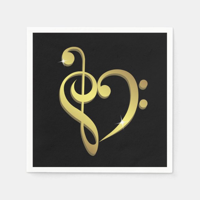 Serviette En Papier Treble clef, basse clef musique coeur amour (Devant)
