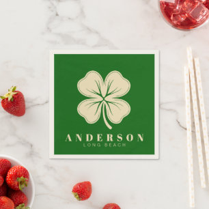Serviette En Papier Trèfle à quatre feuilles irlandais Lucky Nom Coc