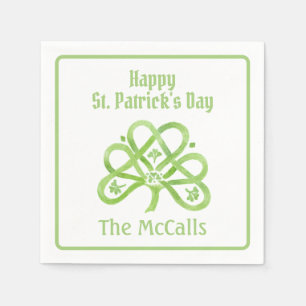 Serviette En Papier Trèfle aquarelle vert celtique Saint-Patrick