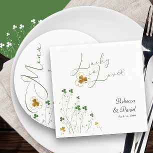 Serviette En Papier Trèfle Chanceux en Amour Mariage Fleur Sauvage