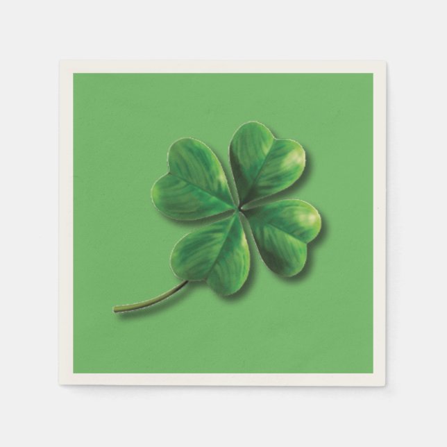 Serviette En Papier Trèfle irlandais vert moderne (Devant)