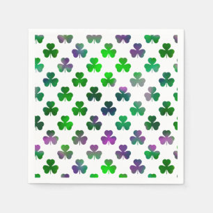 Serviette En Papier Trèfle Ton Vert Emeraude - Classique