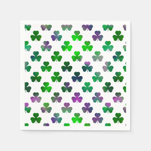 Serviette En Papier Trèfle Ton Vert Emeraude - Classique (Devant)