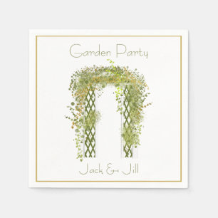 Serviette En Papier Treillis Orné avec Feuillage Vert et Doré