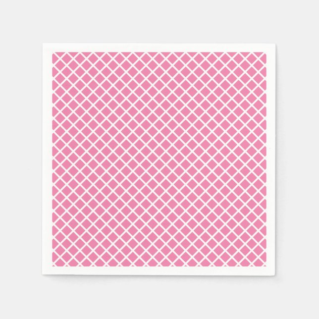 Serviette En Papier Trellis Diamant Blanc - Fuchsia Rose (Devant)