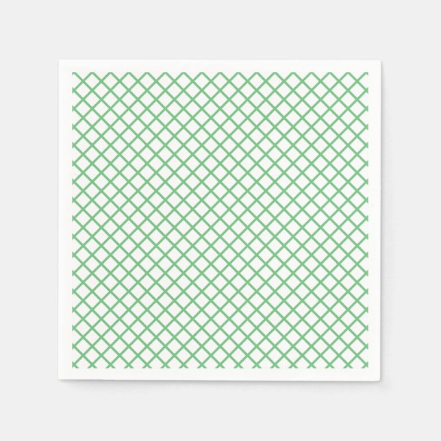 Serviette En Papier Trellis Diamant Été Vert - Blanc (Devant)