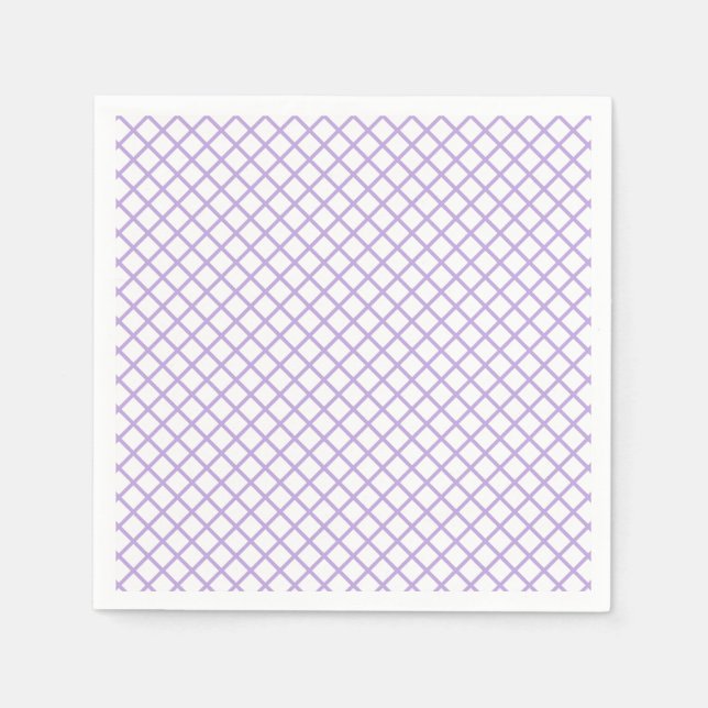 Serviette En Papier Trellis Diamant Lavande Douce - Blanc (Devant)