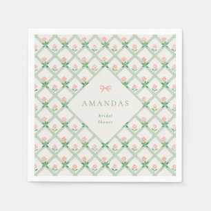 Serviette En Papier Trellis Floral Ruban Rose Fête de Jardin Enterreme