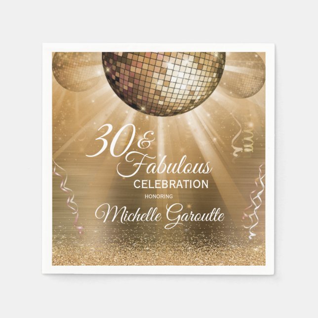 Serviette En Papier Trendy 30 & Fabulous Gold (Devant)