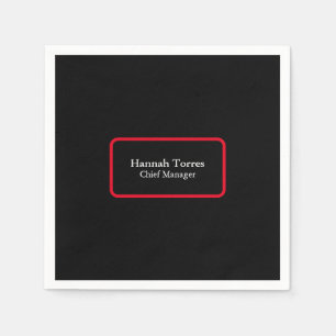 Serviette En Papier Trendy Black & Red Plain Créatif Moderne