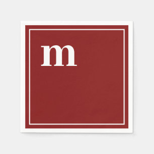 Serviette En Papier Trendy Bold Coque inférieur Monogram Garnet Red